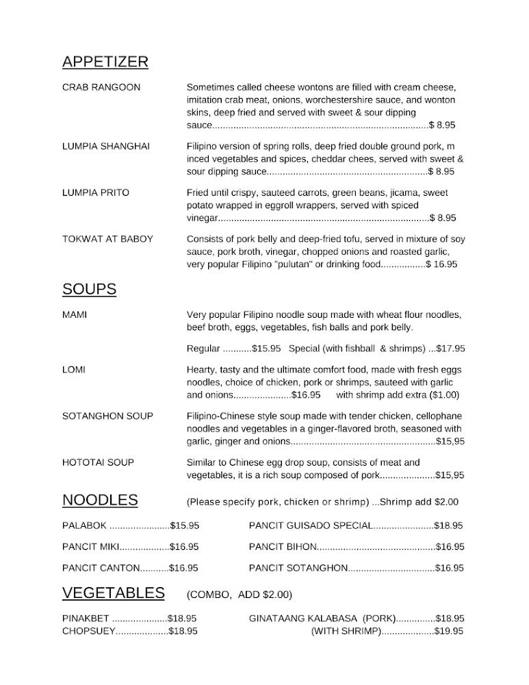 Tita Mia's Filipino Restaurant & Cafe Menu image 4